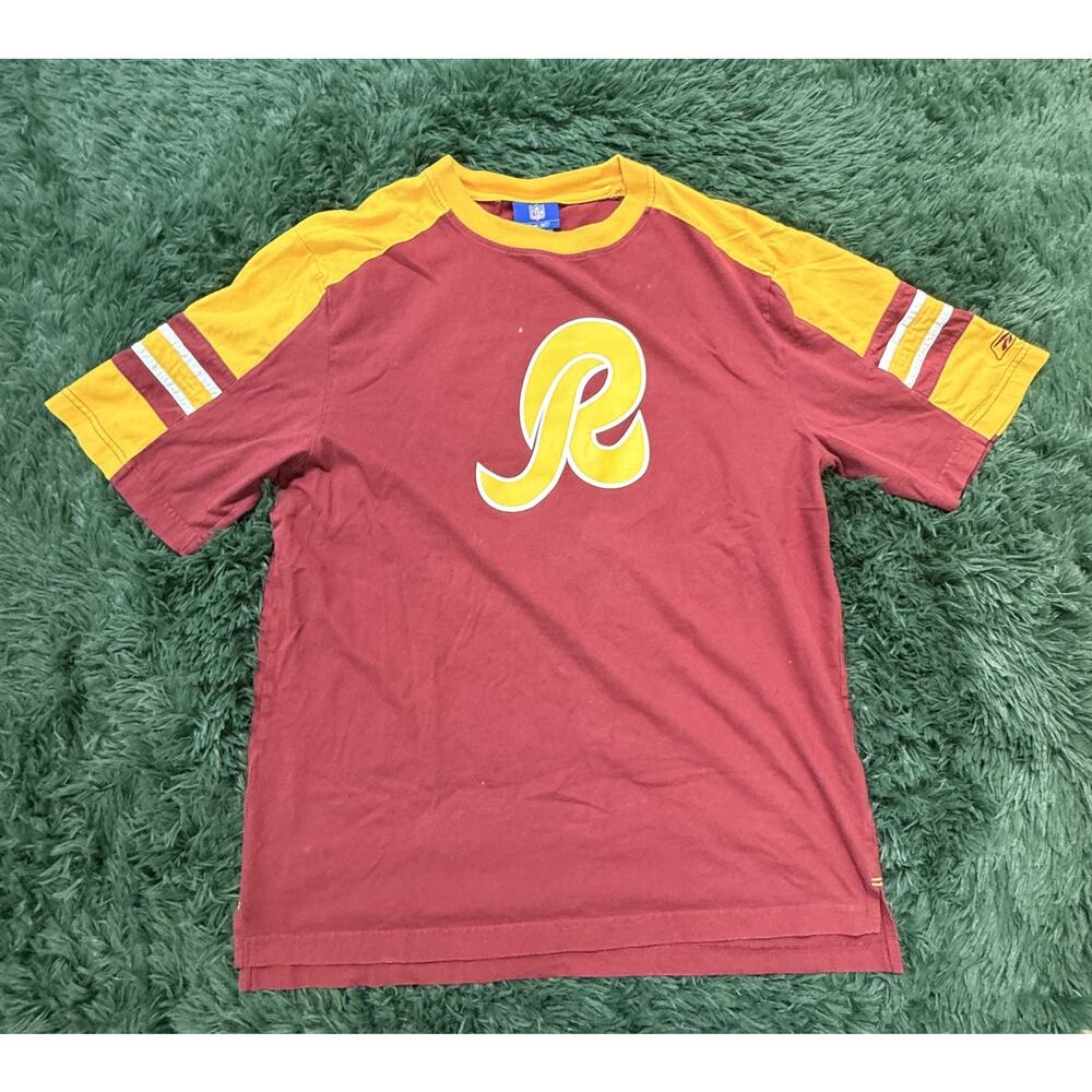 Reebok NFL Men's Medium M Maroon Gold Ringer T-Shirt Football Jersey Style